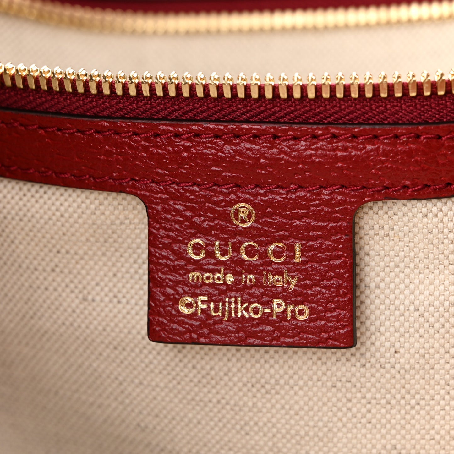 X DORAEMON Mini Vintage GG Supreme Monogram Large Tote Bag Beige Cherry Red
