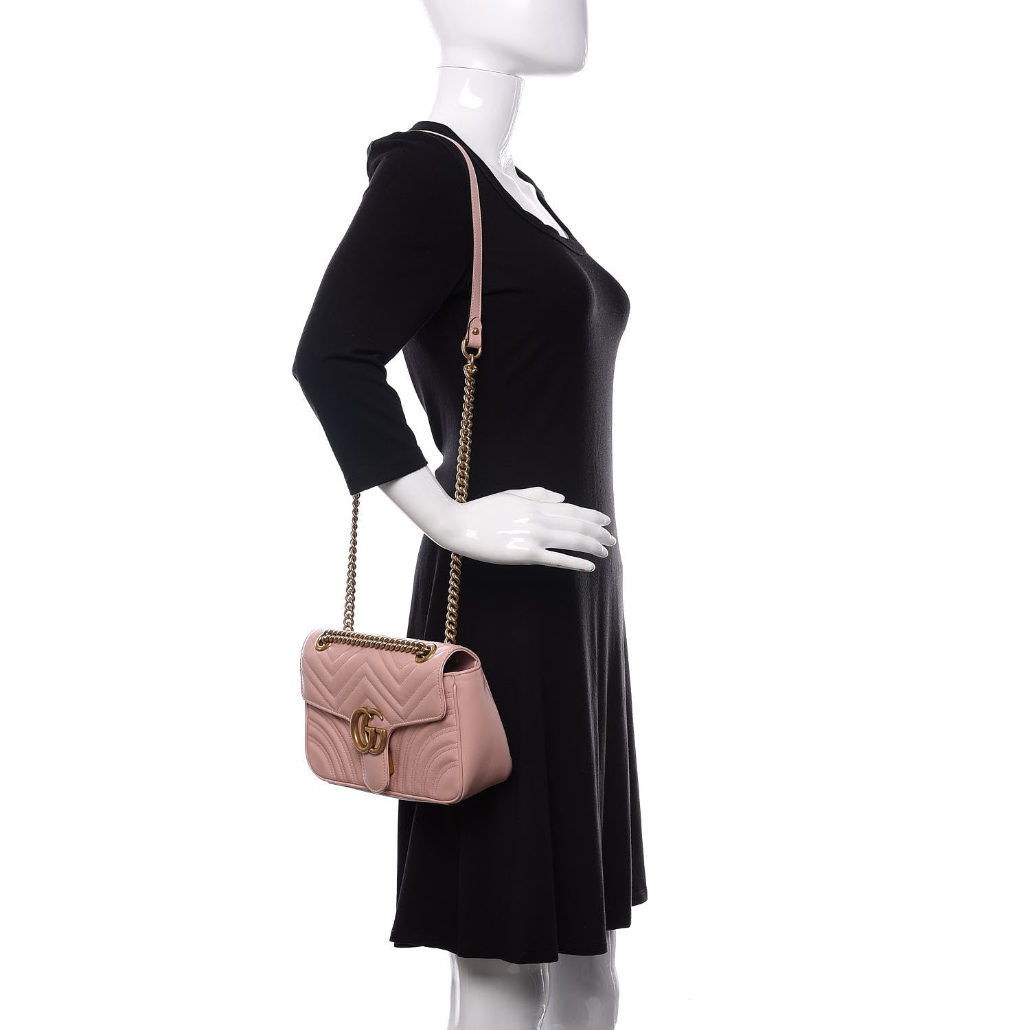 Gucci Calfskin Matelasse Small GG Marmont Shoulder Bag Perfect Pink 2 of 11
