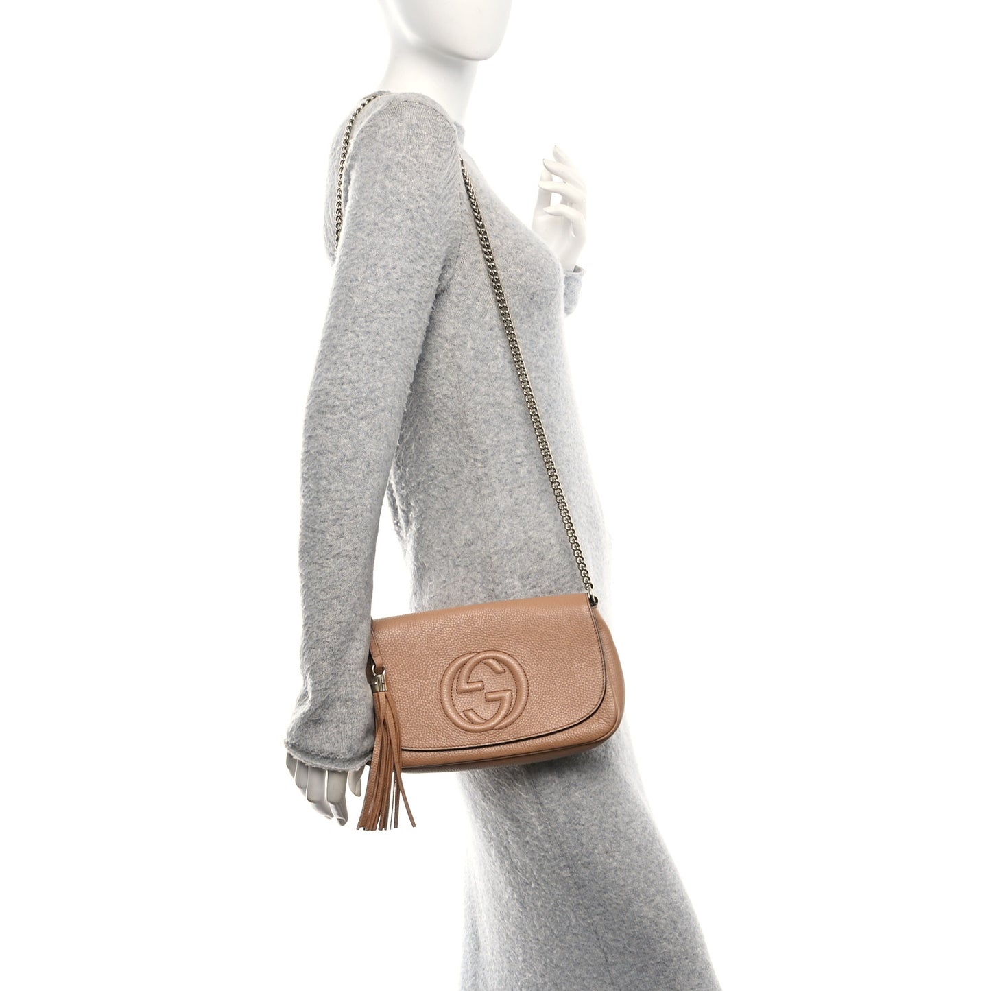 Pebbled Calfskin Medium Soho Flap Crossbody Camelia