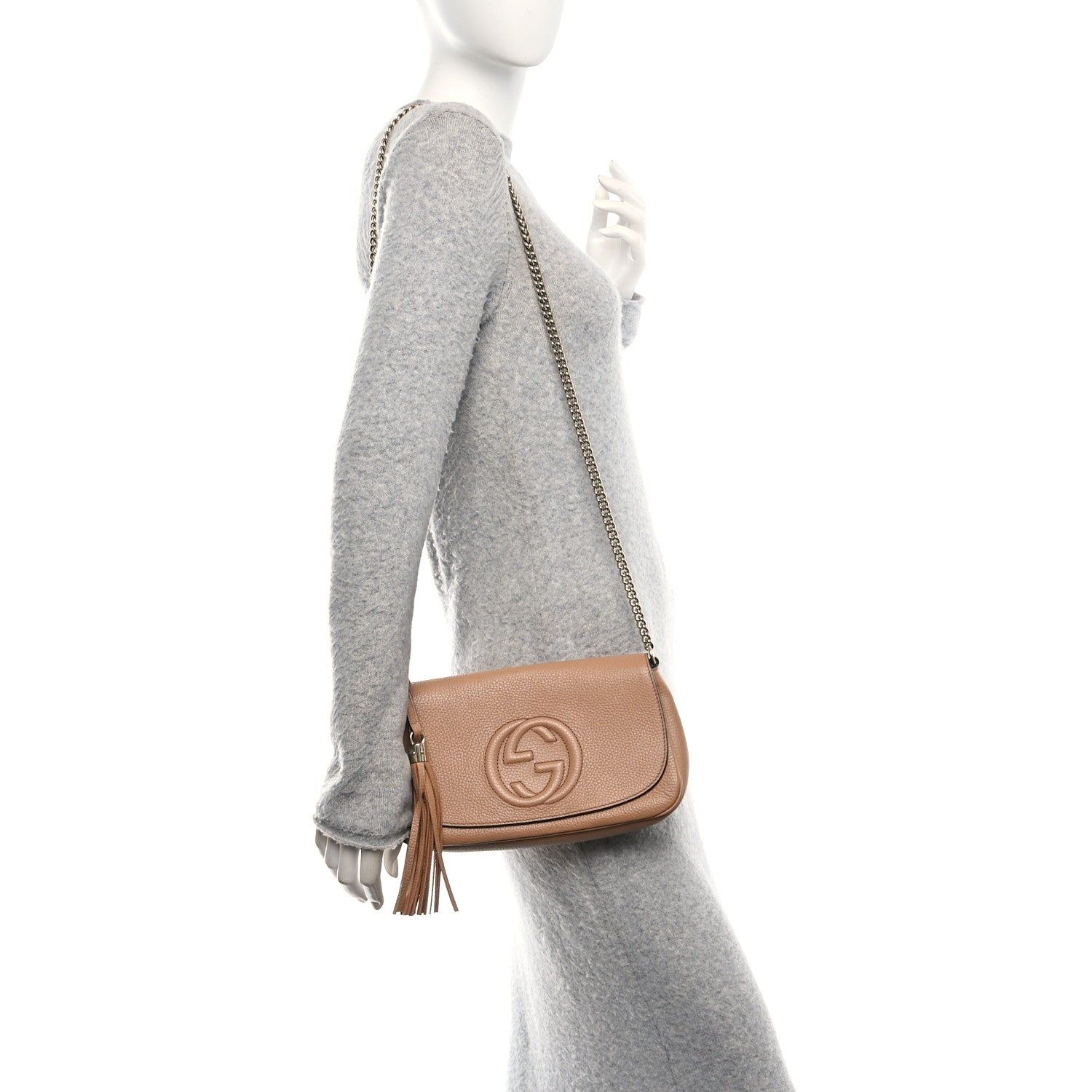 Gucci Pebbled Calfskin Medium Soho Flap Crossbody Camelia 2 of 11
