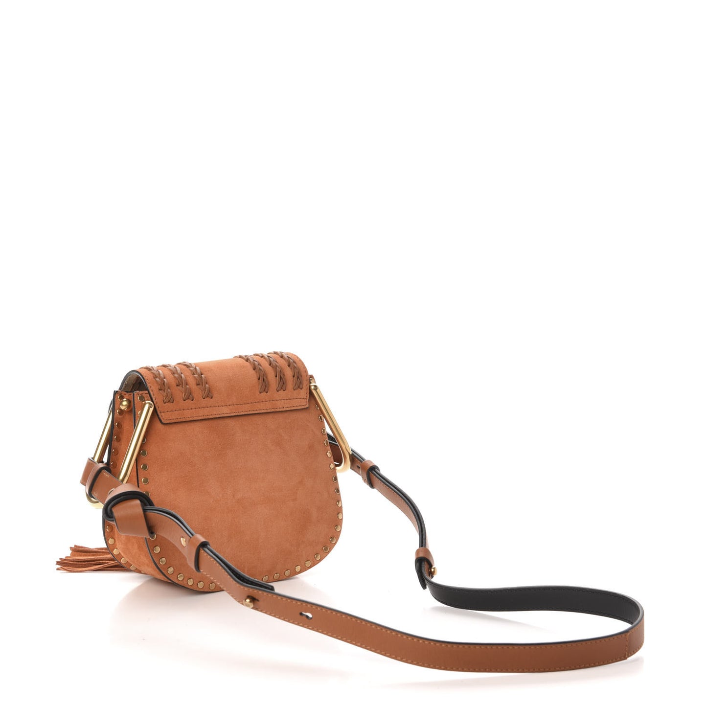 Suede Calfskin Braided Mini Hudson Shoulder Bag Tannish Red