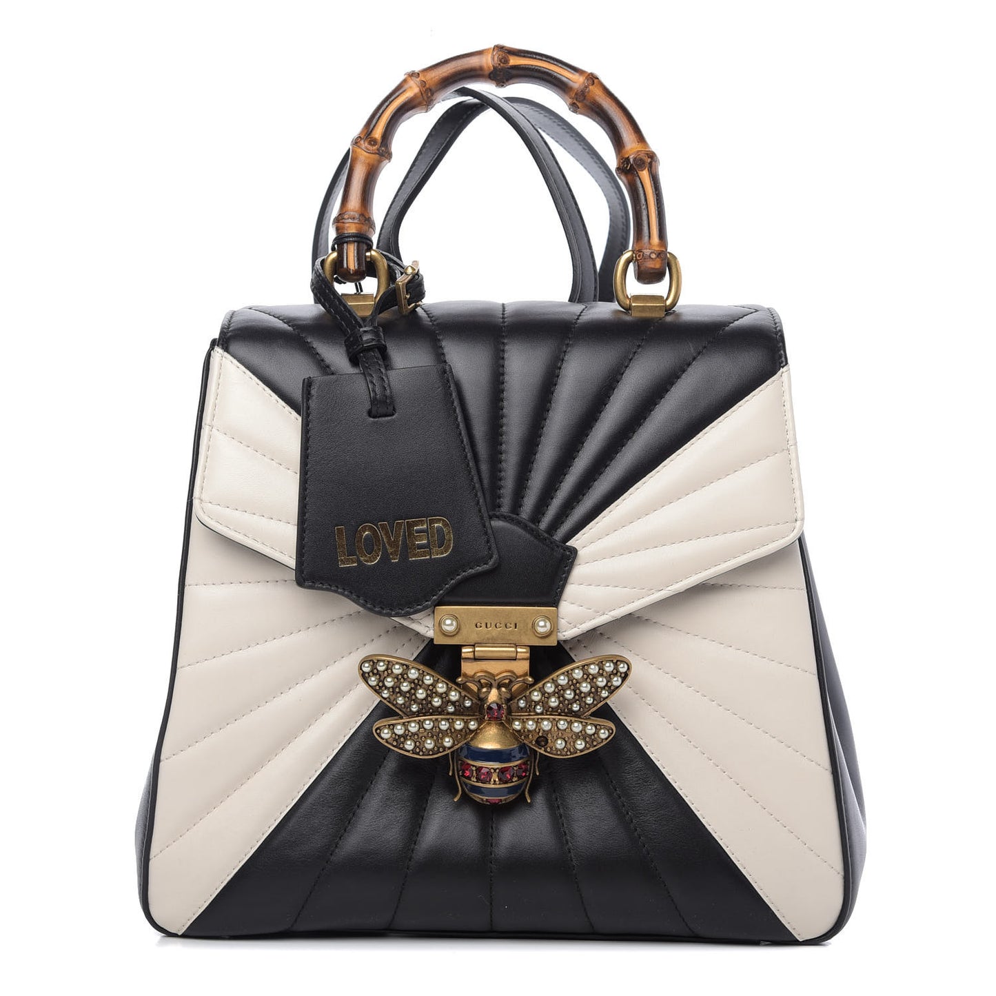 Calfskin Bamboo Trapuntata Queen Margaret Backpack Mystic White Black