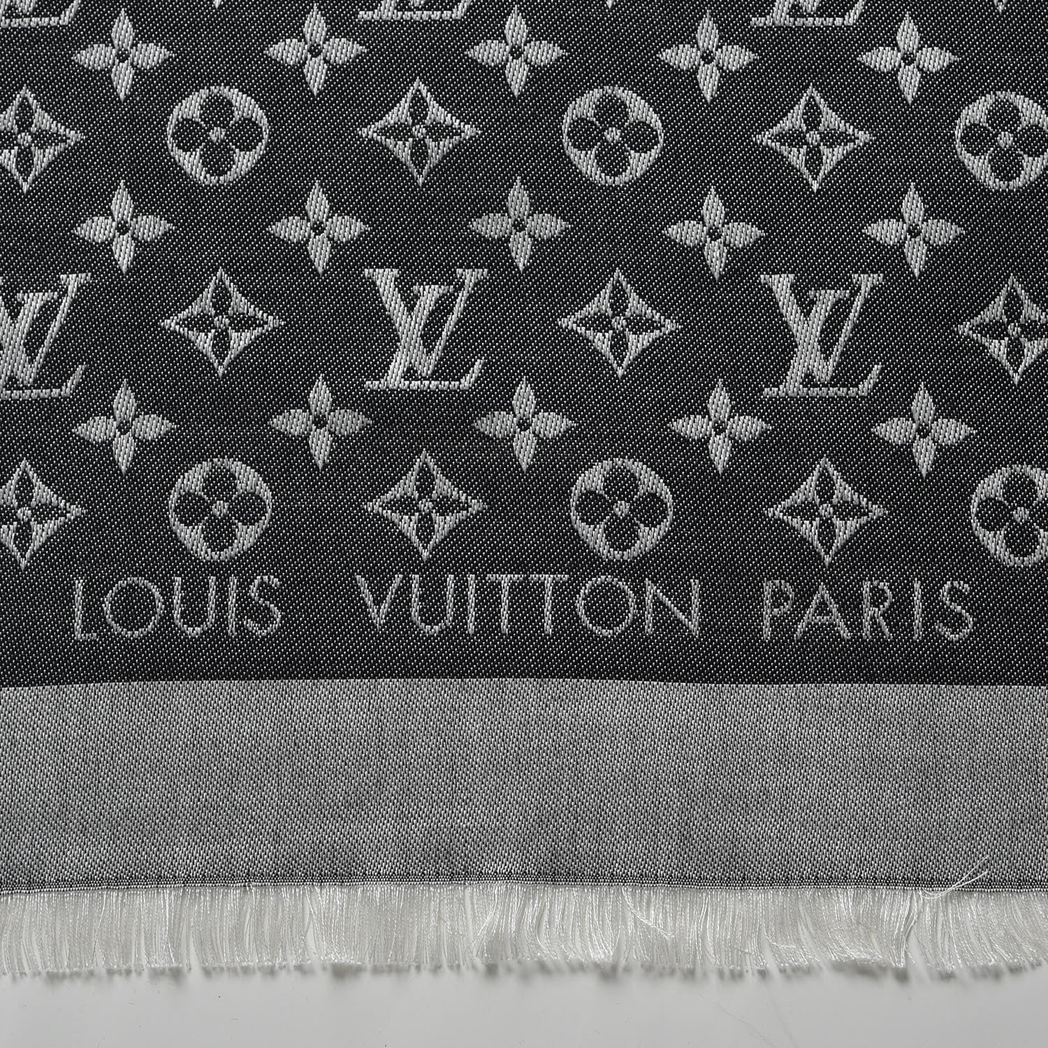 Louis Vuitton Silk Wool Monogram Denim Shawl Black 4 of 5