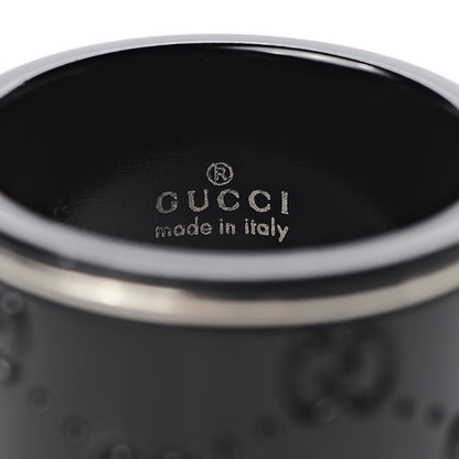 Gucci Black Synthetic Corundum 18K White Gold 12mm Icon Band Ring 54 7 5 of 5