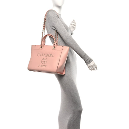 Chanel Caviar Small Studded Deauville Tote Light Pink 2 of 10