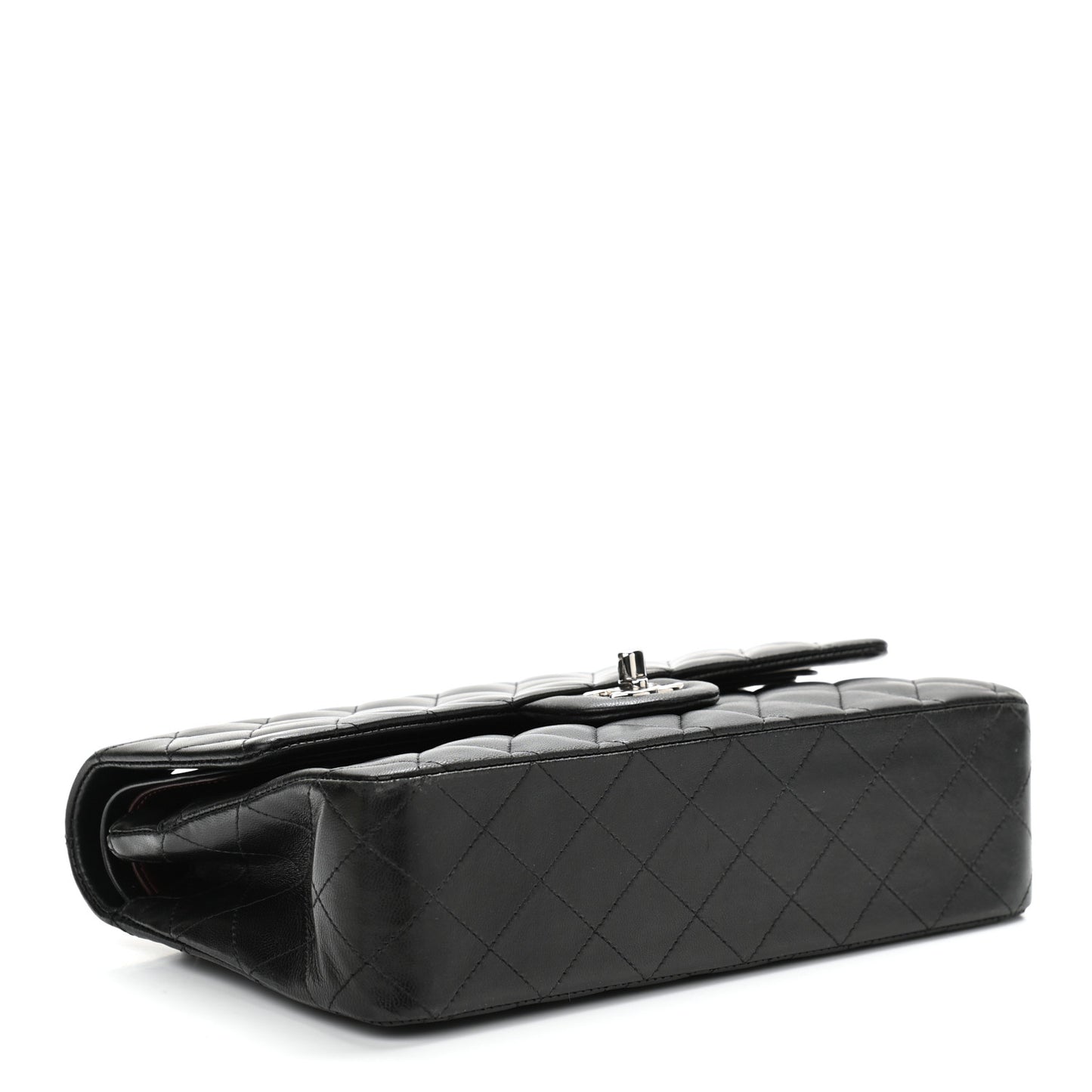 Lambskin Quilted Medium Double Flap Black