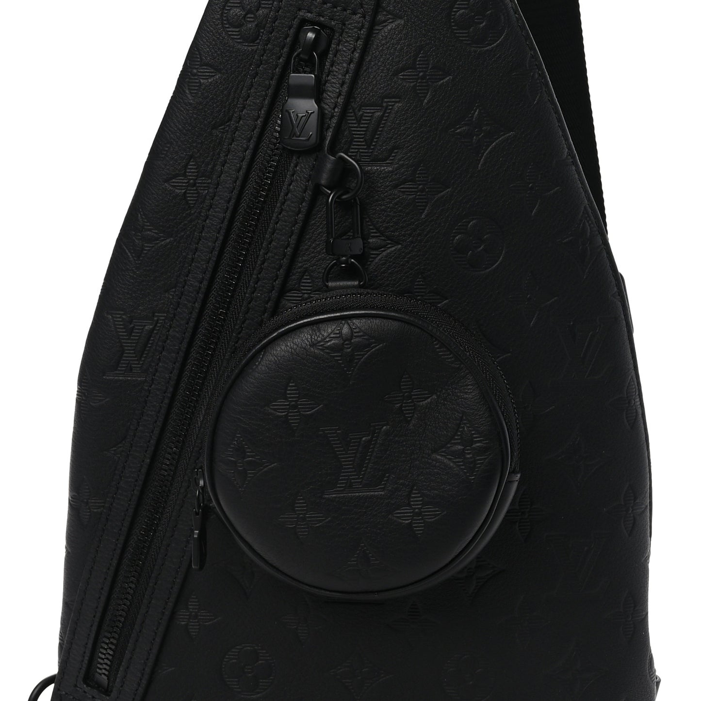 Calfskin Shadow Monogram Duo Slingbag Black
