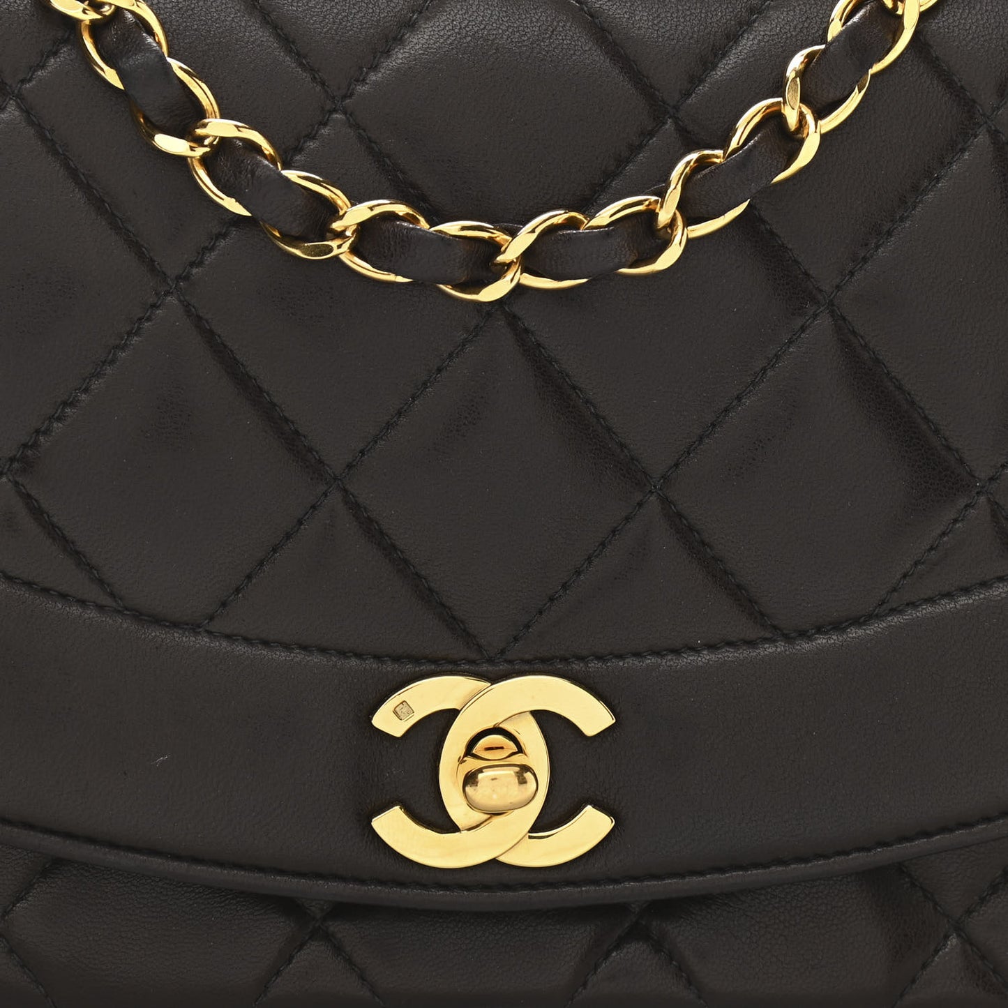 Lambskin Quilted Small Single Flap Brown