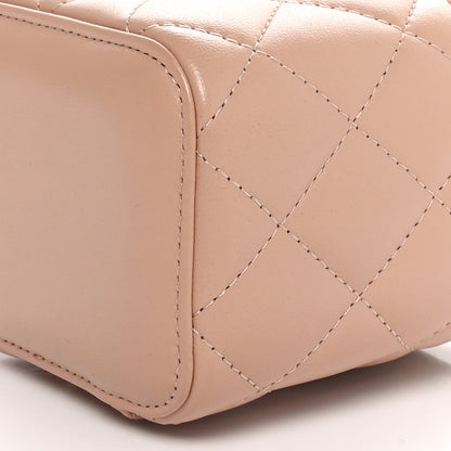 Chanel Lambskin Quilted Top Handle Mini Vanity Case With Chain Beige 10 of 11