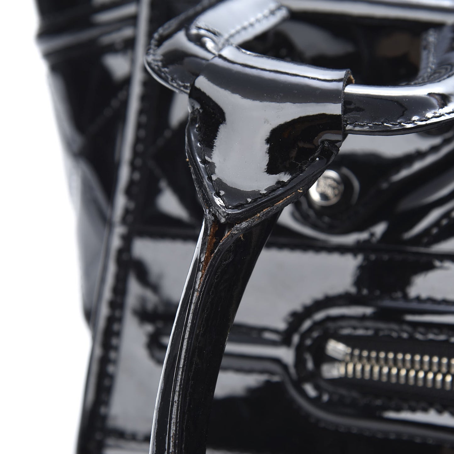 Patent Quilted Large Manor Tote Black