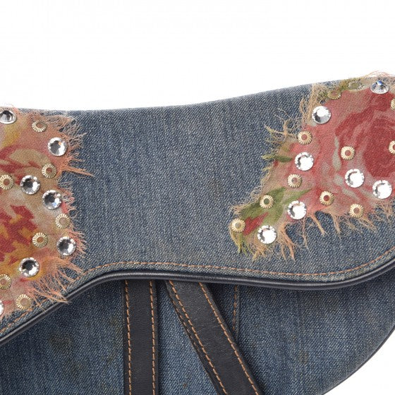 Denim Embroidered Saddle Bag Blue Multi