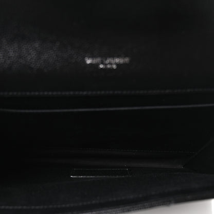 Saint Laurent Grain De Poudre Matelasse Chevron Monogram Envelope Clutch Black 5 of 10