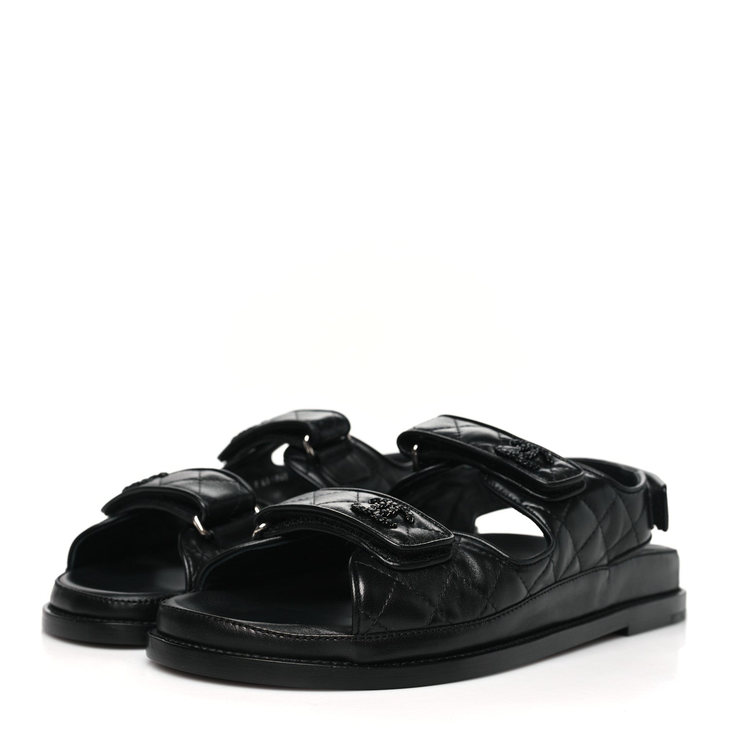 Chanel Lambskin Velcro Dad Sandals 40 Black 4 of 9