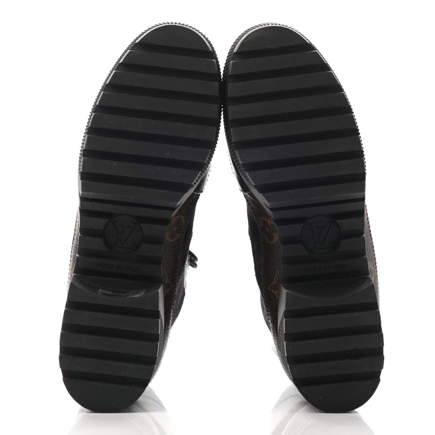 Suede Calfskin Monogram Laureate Platform Desert Boots 38.5 Black