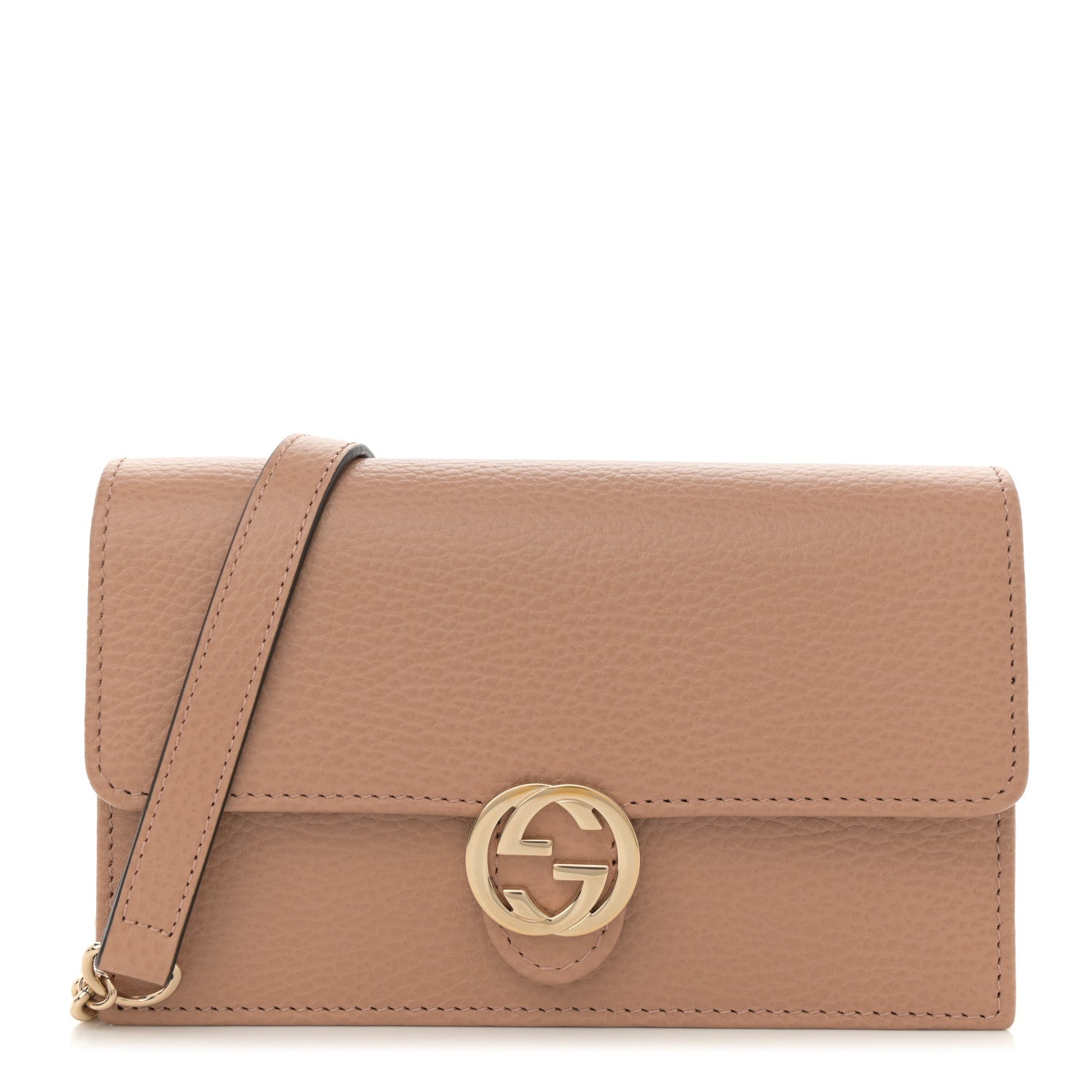 Gucci Dollar Calfskin Interlocking G Chain Wallet Camelia 1 of 11