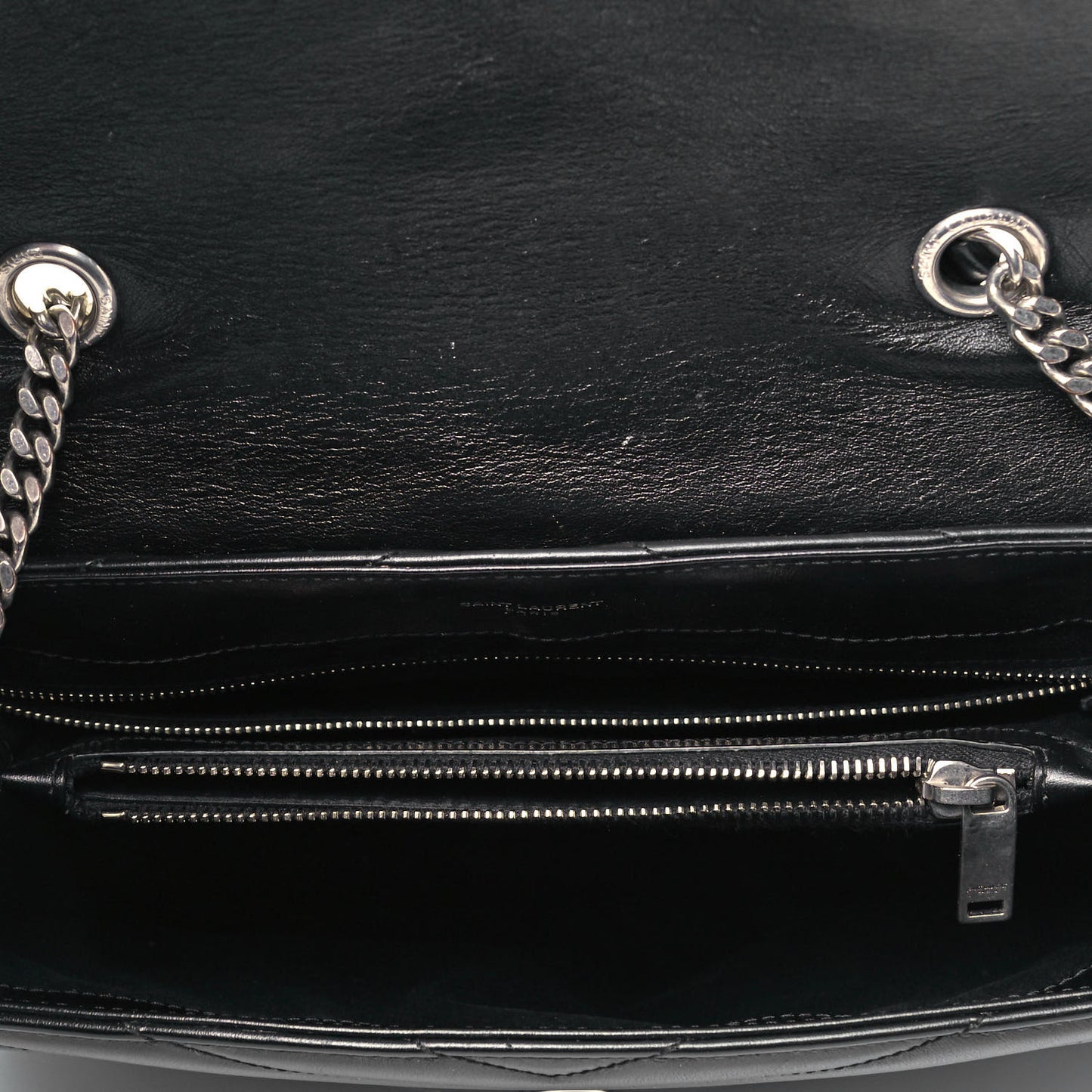 Calfskin Y Quilted Monogram Medium Loulou Chain Satchel Black