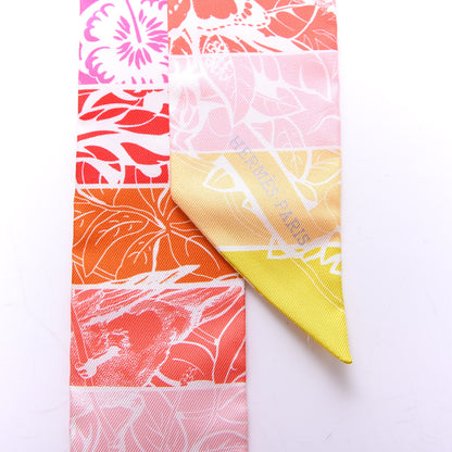 Hermes Silk Jungle Love Rainbow Twilly Vert Rose Jaune Fluo 2 of 4