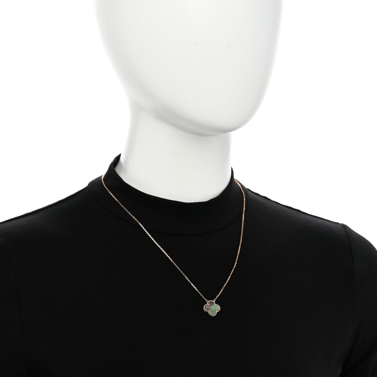 Van Cleef & Arpels 18K Rose Gold Gray Mother of Pearl Vintage Alhambra Pendant Necklace 2 of 6