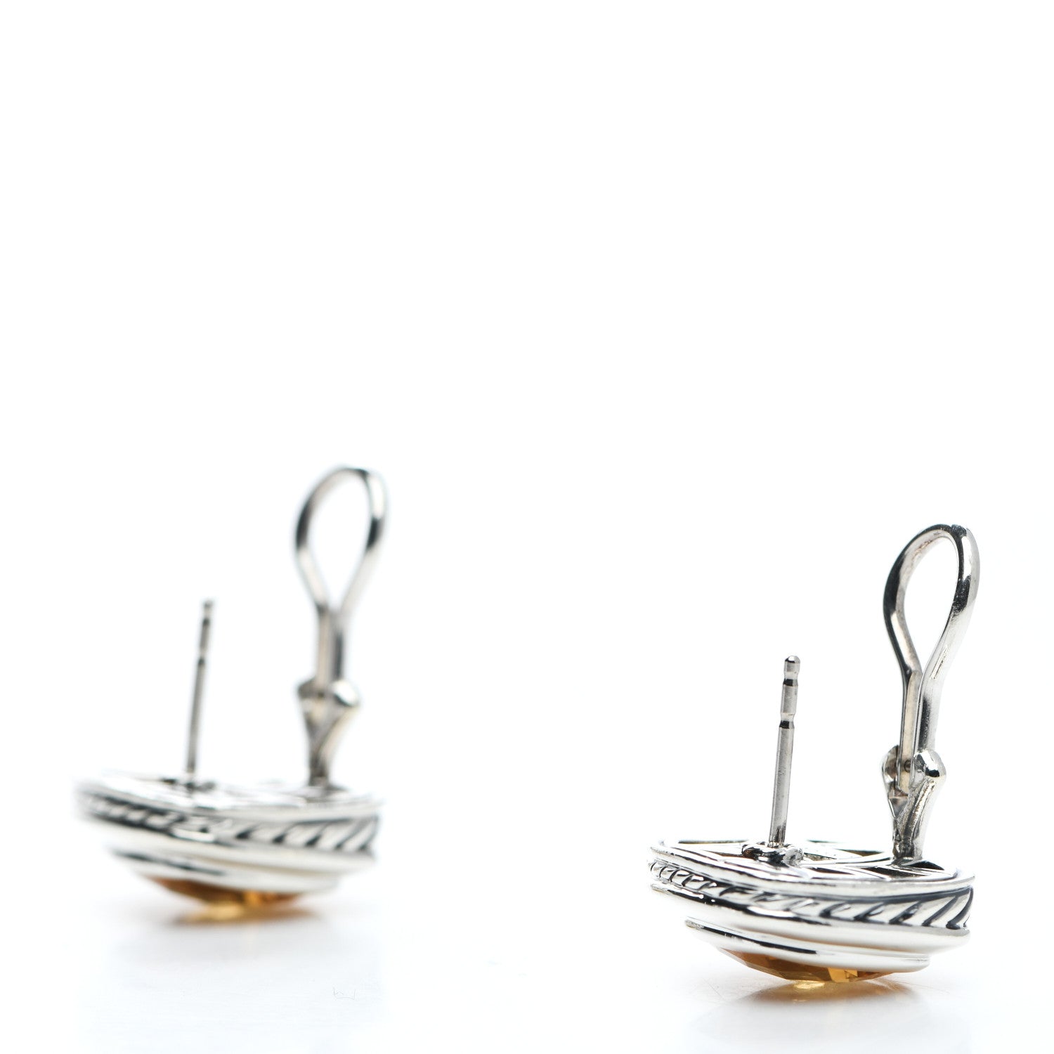 David Yurman Sterling Silver Citrine 11mm Albion Earrings 3 of 4