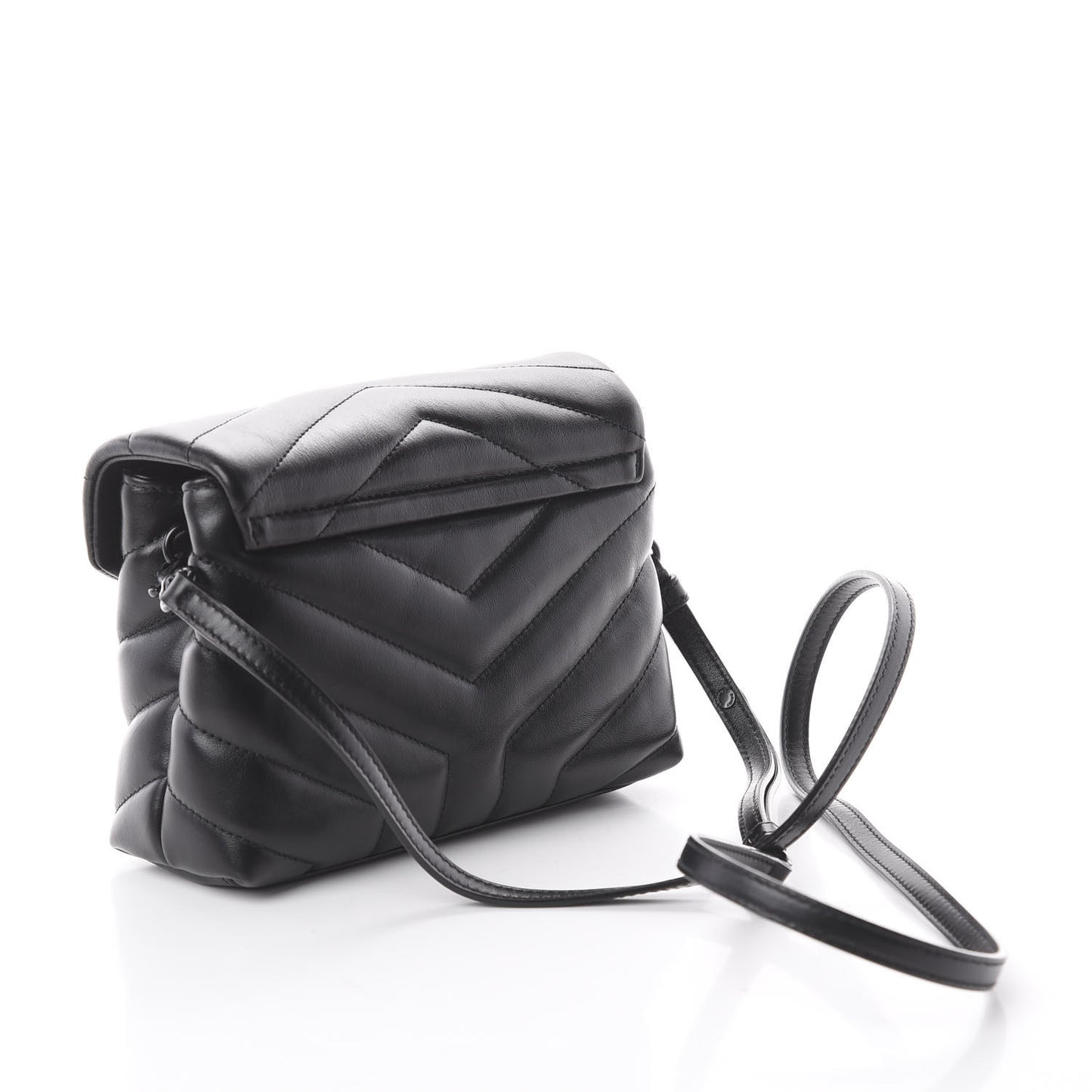 Calfskin Y Quilted Monogram Toy Loulou Crossbody Bag Black
