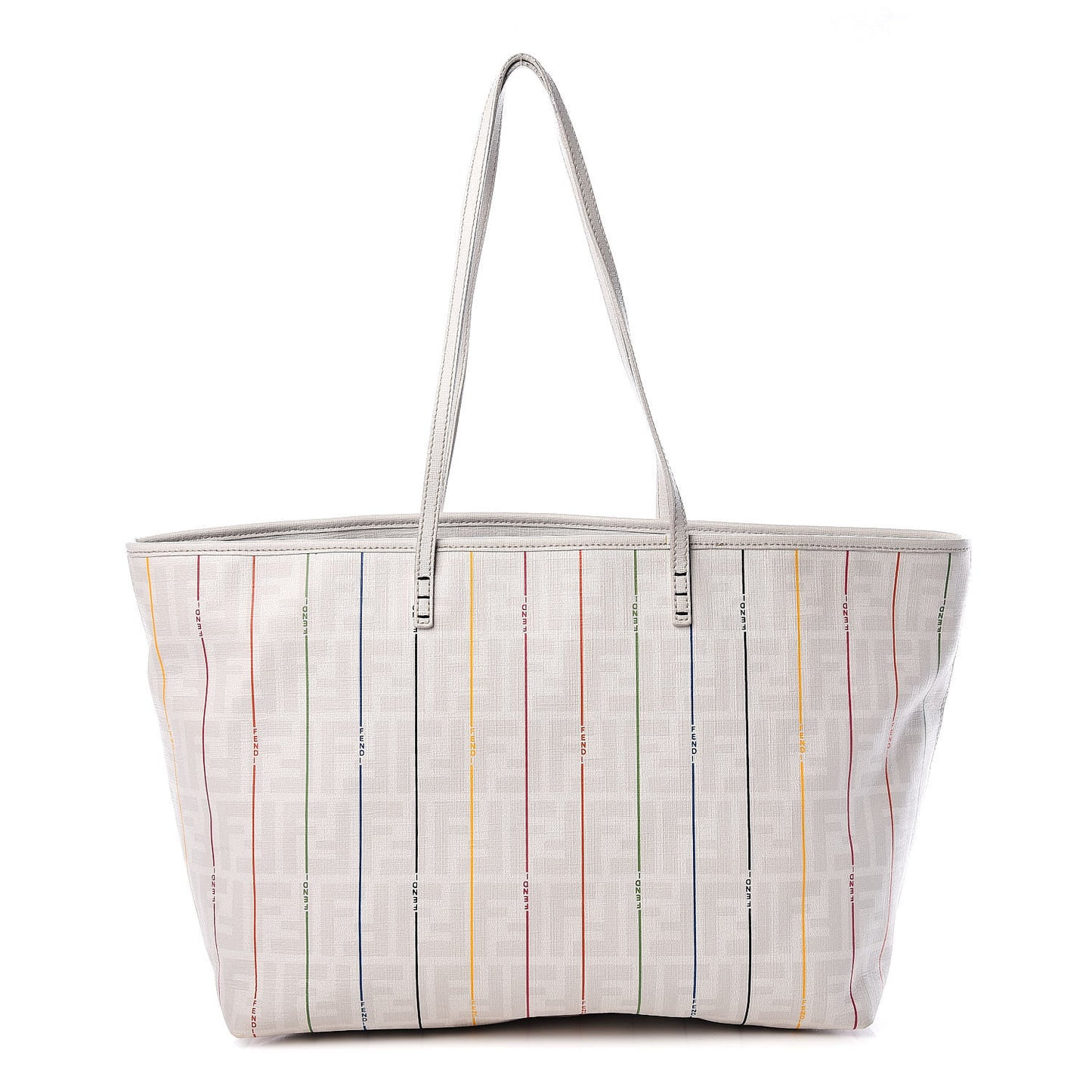 Zucca Spalmati Striped Medium Roll Tote White Multicolor