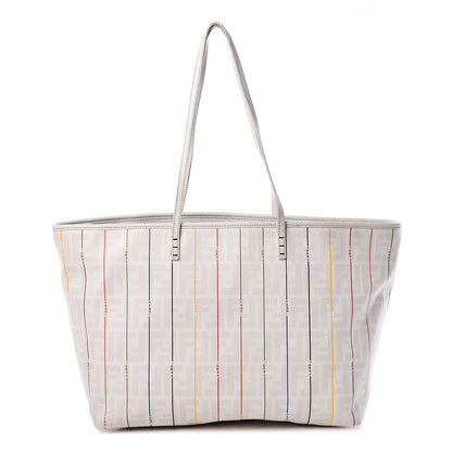 Fendi Zucca Spalmati Striped Medium Roll Tote White Multicolor 1 of 19