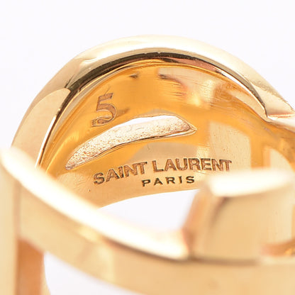 Saint Laurent Brass Monogram Cassandre Ring 5 Gold 4 of 5