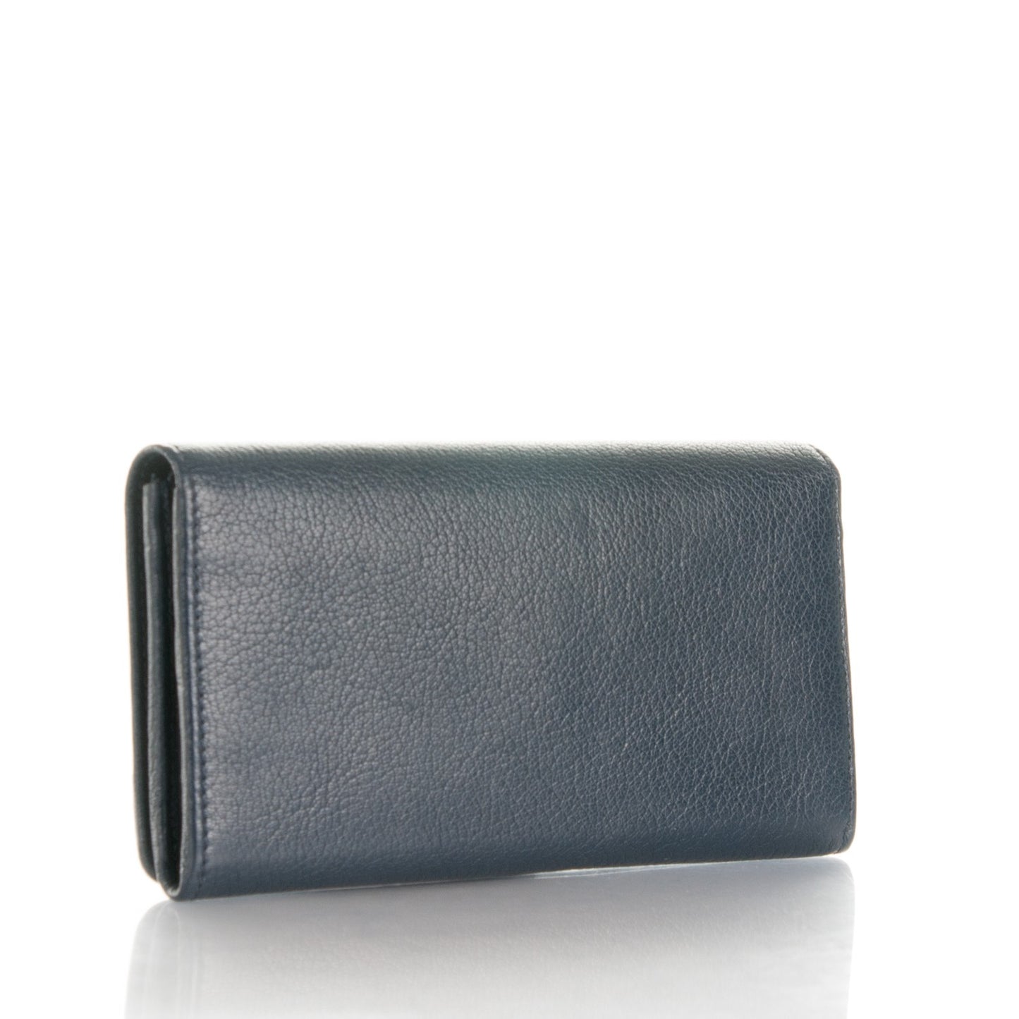Chevre Gold Metallic Edge Hardware Money Wallet Bleu Nuit