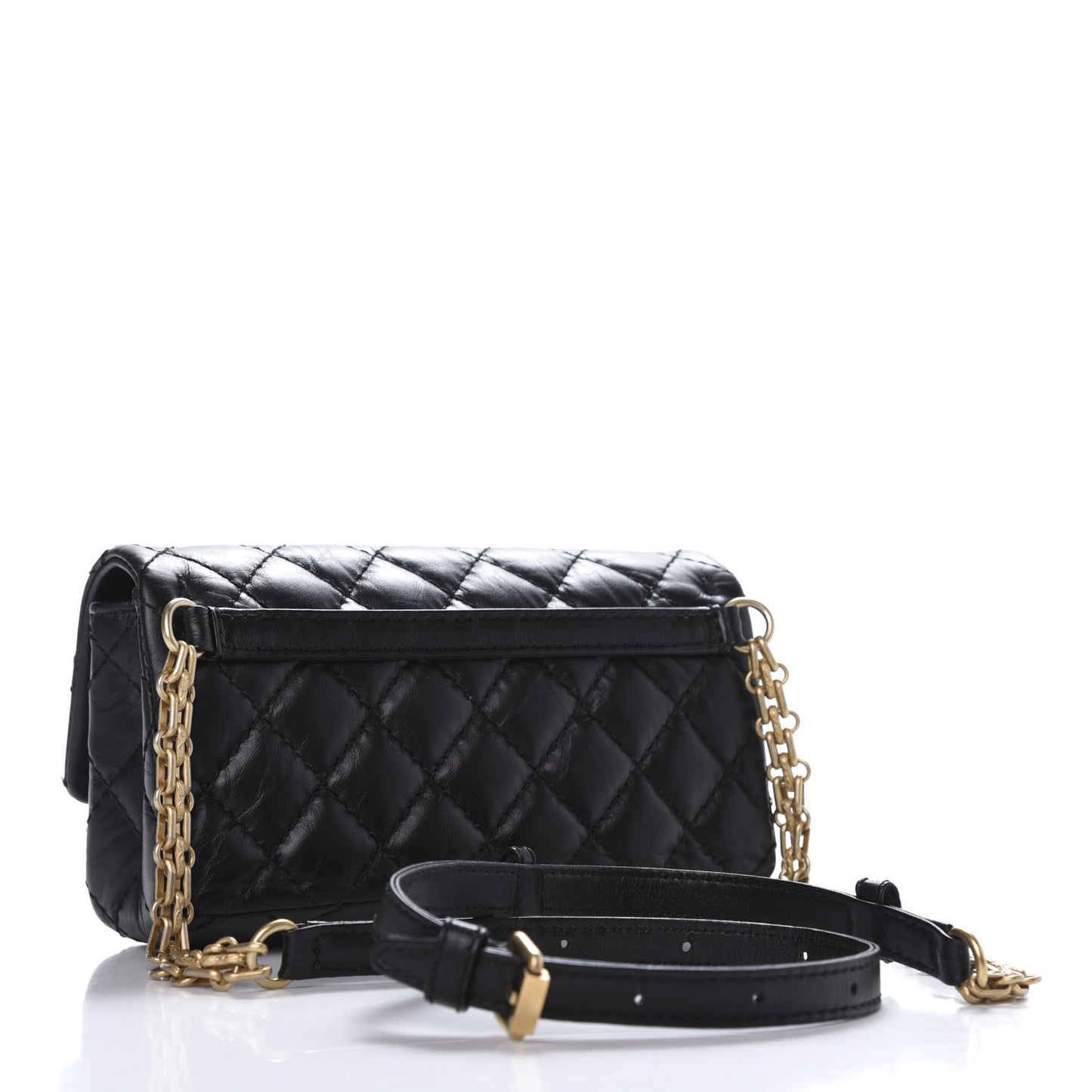 Aged Calfskin Quilted 2.55 Reissue Chain Waist Bag Black