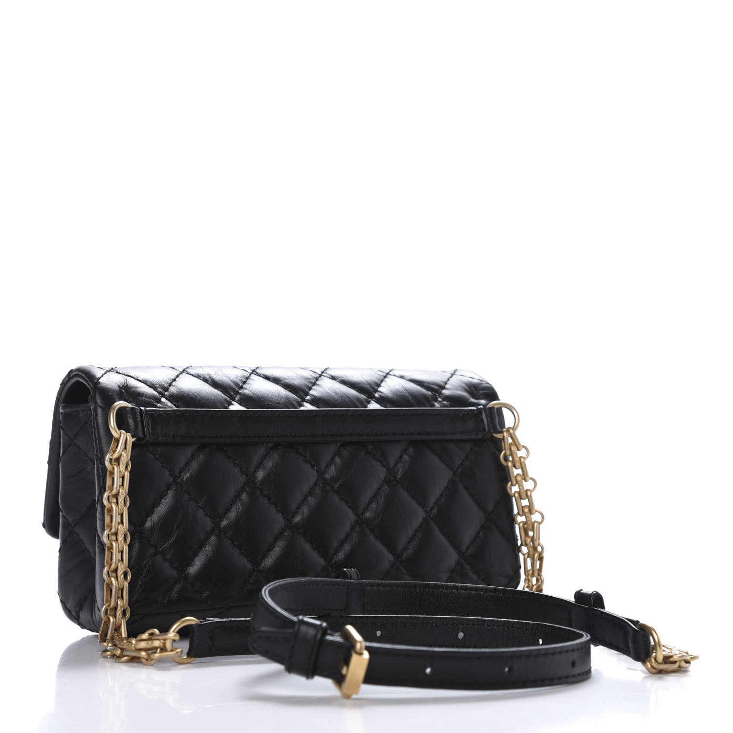 Chanel Aged Calfskin Quilted 2.55 Reissue Chain Waist Bag Black 3 of 14