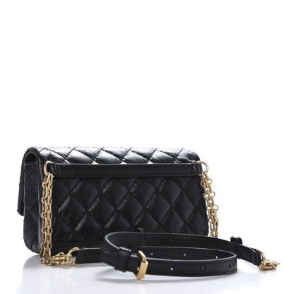 Chanel Aged Calfskin Quilted 2.55 Reissue Chain Waist Bag Black 3 of 14