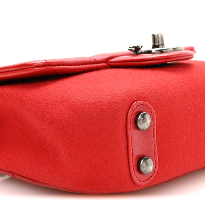 Chanel Felt Glazed Calfskin Quilted Edelweiss Flower Flap Red 9 of 10