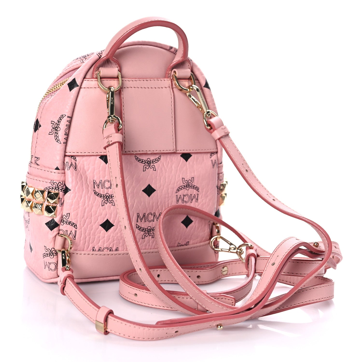 MCM Visetos Side Stud X-Mini Stark Backpack Soft Pink 3 of 8
