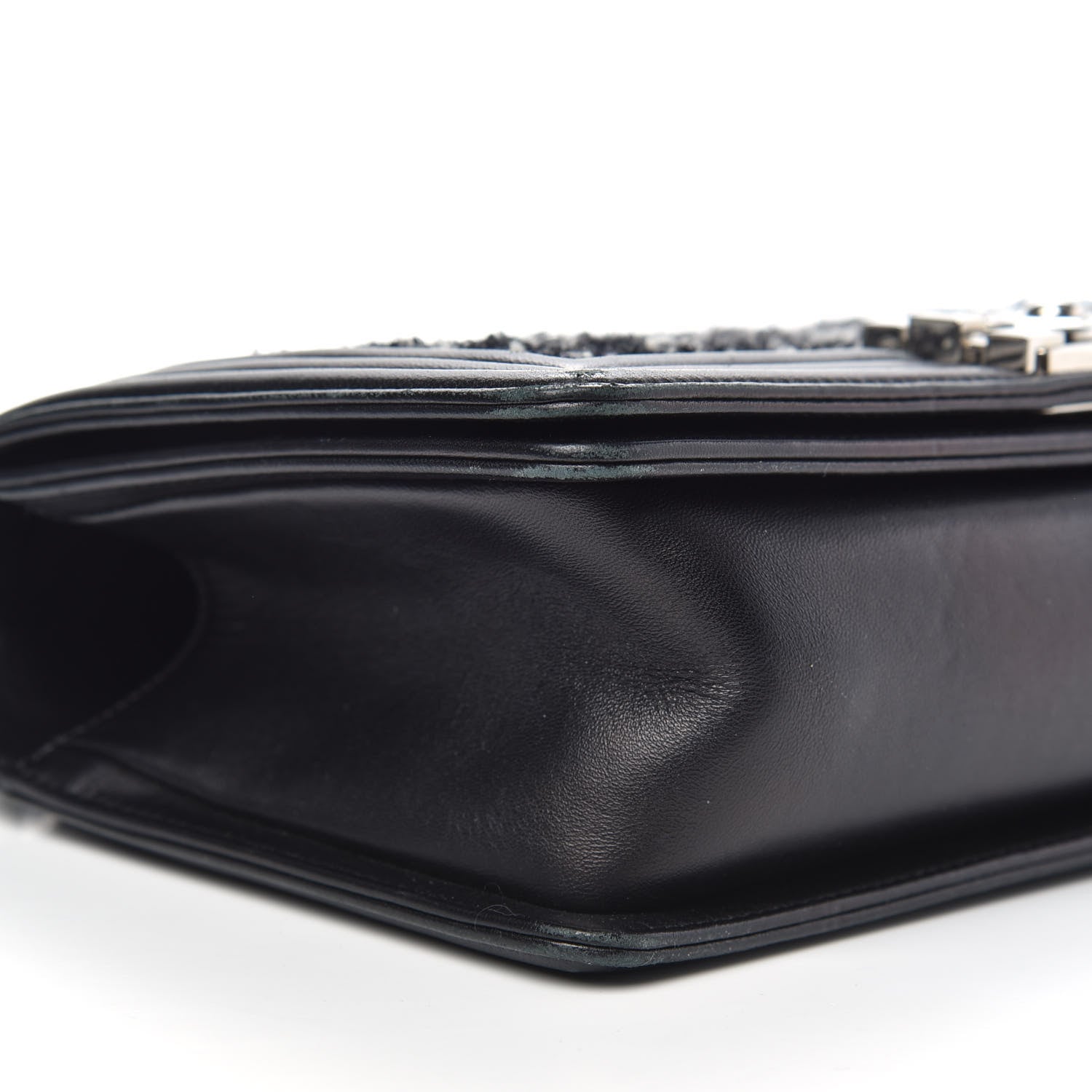 Chanel Lambskin Tweed Woven Medium Chevron Boy Flap Black 9 of 15