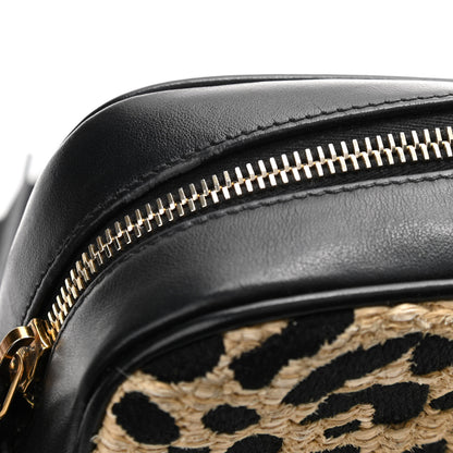Saint Laurent Raffia Calfskin Leopard Print Monogram Lou Camera Bag Natural Beige Black 11 of 11