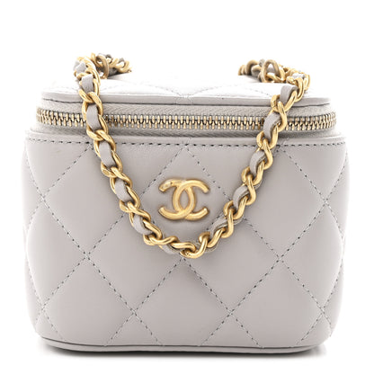 Chanel Lambskin Quilted Pearl Crush Mini Vanity Case With Chain Grey 1 of 10