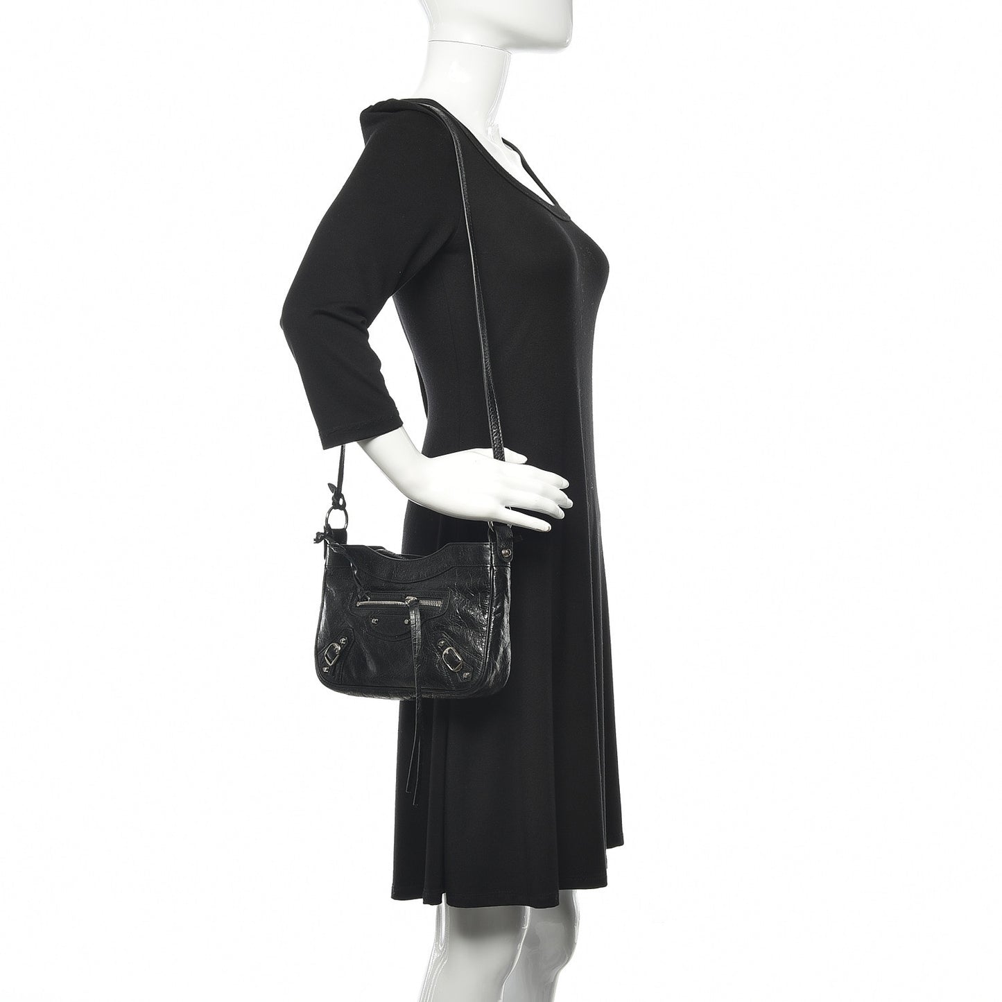 Agneau Classic Silver Hardware Hip Black