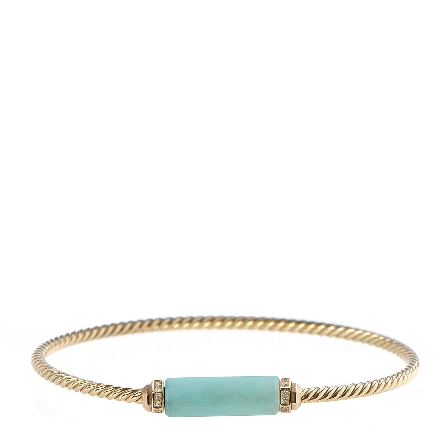 18K Yellow Gold Amazonite Diamond 2.5mm Barrels Station Bracelet