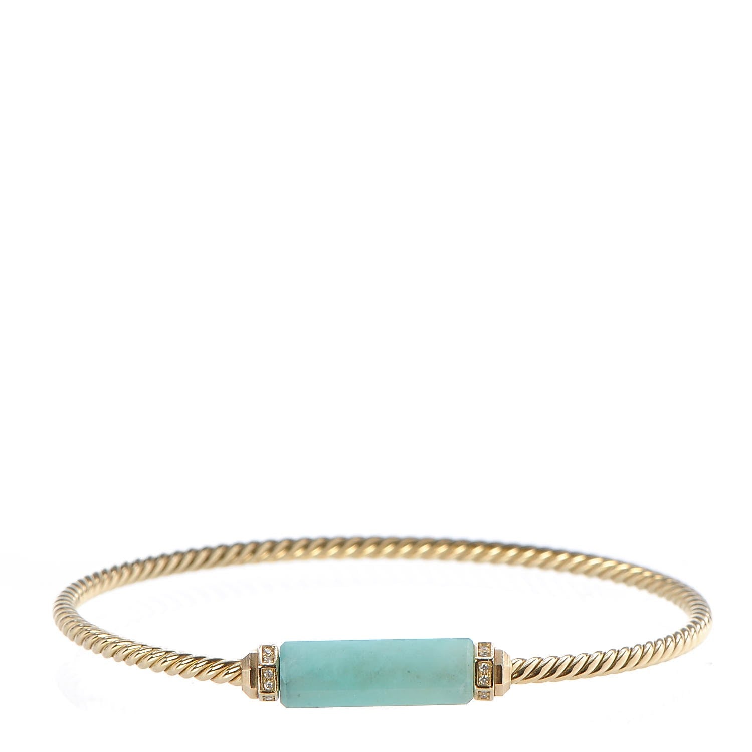 David Yurman 18K Yellow Gold Amazonite Diamond 2.5mm Barrels Station Bracelet 1 of 4