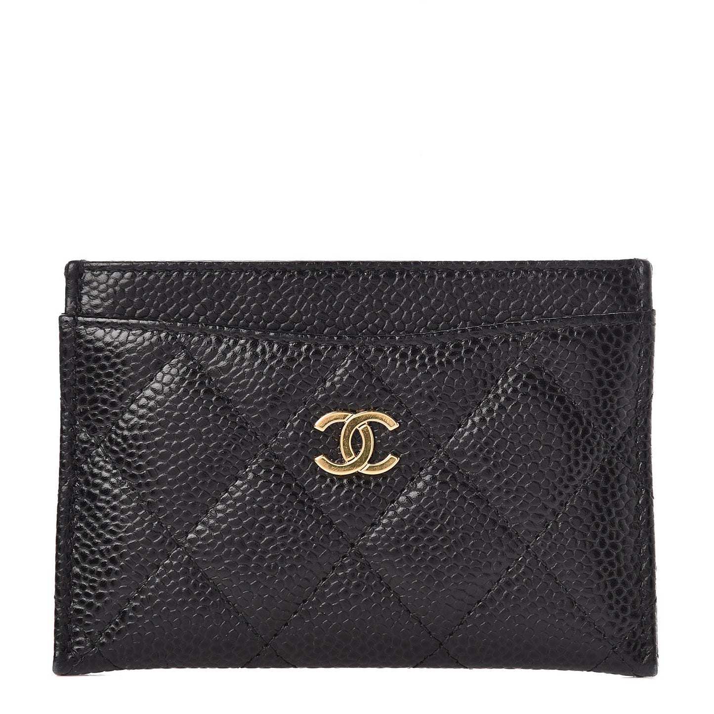 Caviar Quilted Card Holder Black