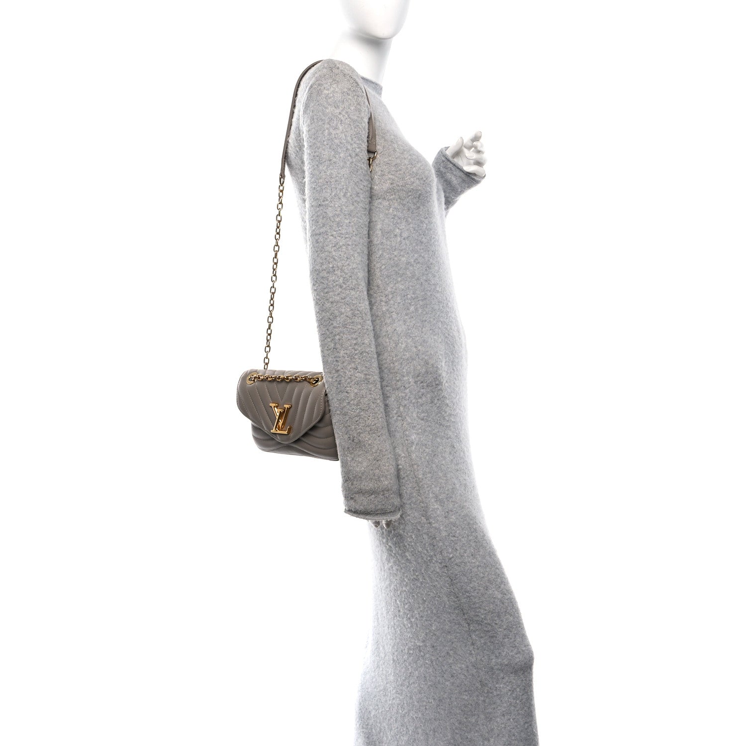 Louis Vuitton Calfskin LV New Wave Chain Bag Taupe 1857214