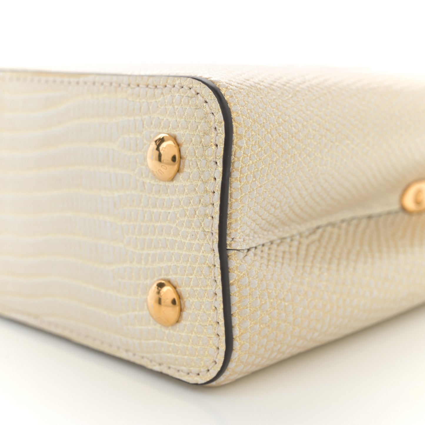Metallic Lizard Capucines Mini White Gold