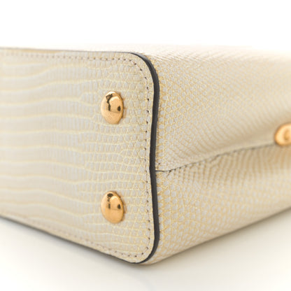 Louis Vuitton Metallic Lizard Capucines Mini White Gold 9 of 10