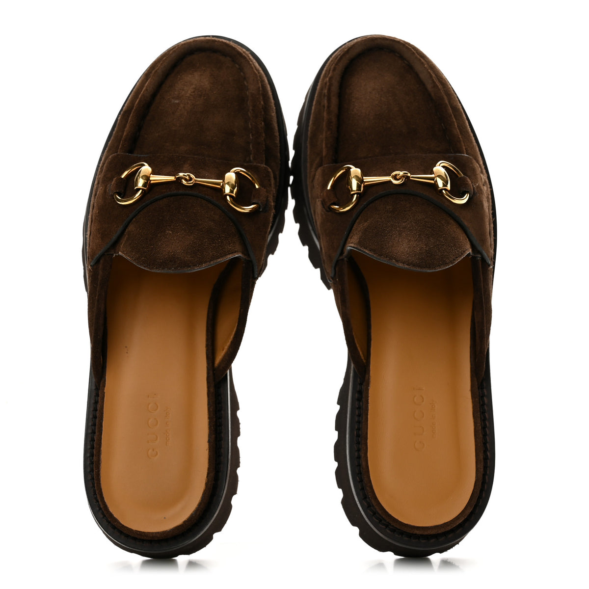 Gucci Suede Horsebit Platform Mules 37.5 Washed Brown 2 of 10