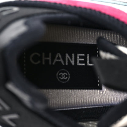 Chanel Fabric Suede CC Sneakers 37.5 Blue Beige Pink 8 of 8
