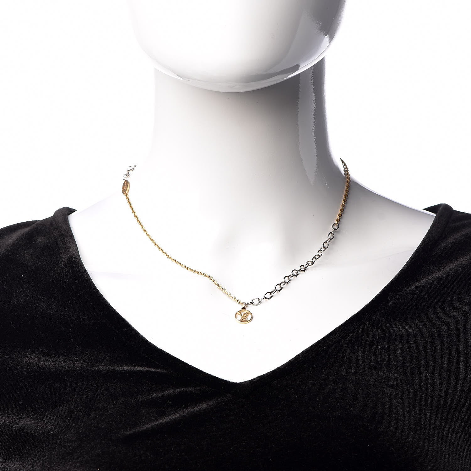 Louis Vuitton Logomania Necklace Silver Gold 2 of 7