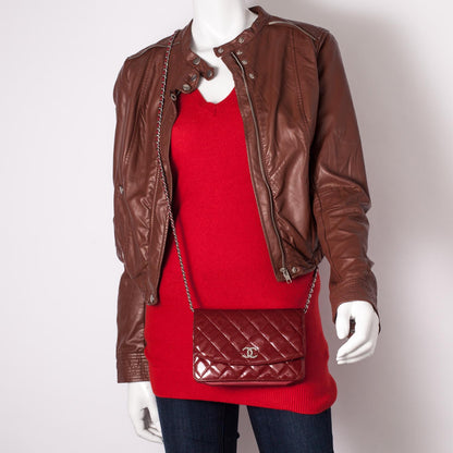 Chanel Patent Quilted Brilliant Wallet On Chain WOC Red 2 of 9
