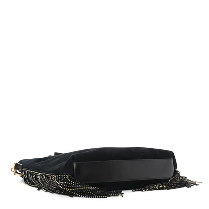 Saint Laurent Suede Calfskin Studded Fringe Toy Shopping Tote Black 4 of 9