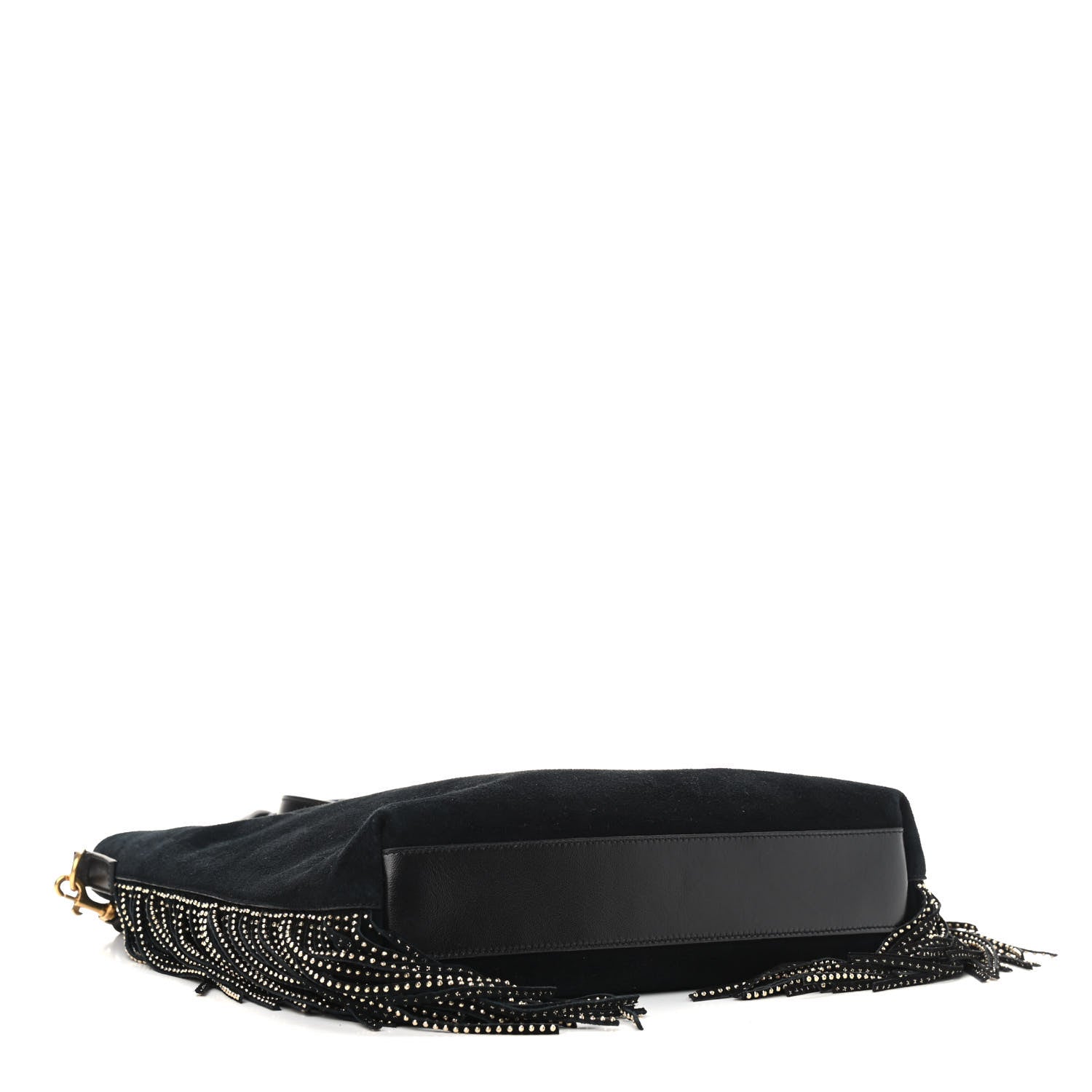 Saint Laurent Suede Calfskin Studded Fringe Toy Shopping Tote Black 4 of 9