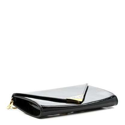 Prada Vernice Metal Triangle Logo Clutch Black 4 of 13